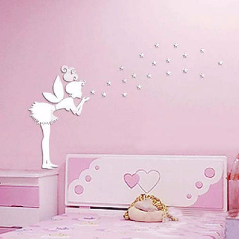 Angel Magic Fairy & Stars 3D Mirror Wall Sticker