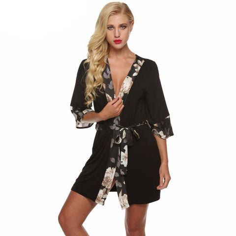 Flower Lined Black Robe